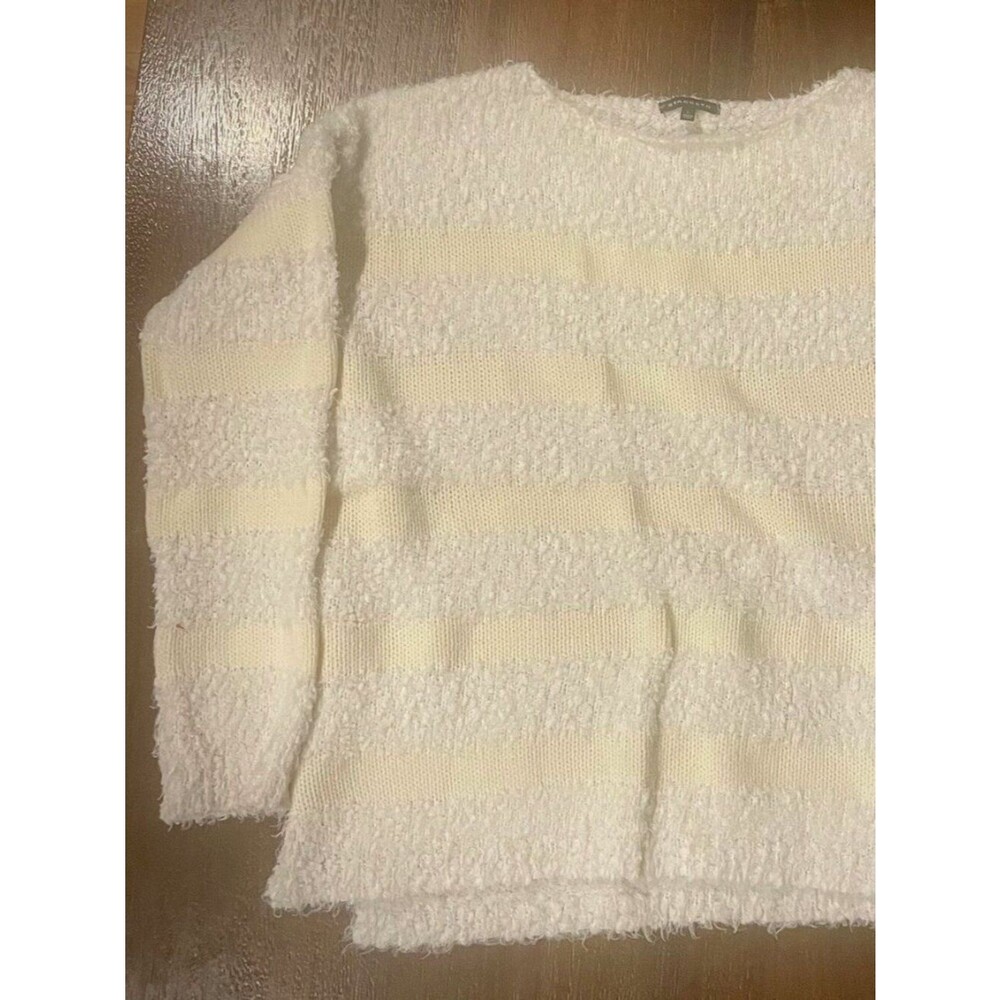 Staccato Boucle Striped Cream/Off-White Knit Sweater – Size Large